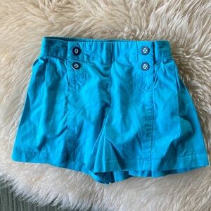 Janie and Jack Teal Blue Button detail 100% cotton Skorts 6-12